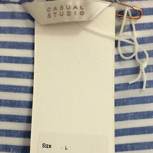 Striped Sharkbite Hem Tank Blue/White Str SZ L - Picture 6 of 7